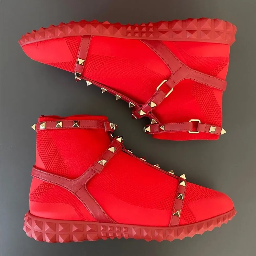 VALENTINO GARAVANI Rockstud Leather Sock Sneakers Sz 37 US 6.5 Luxury Designer